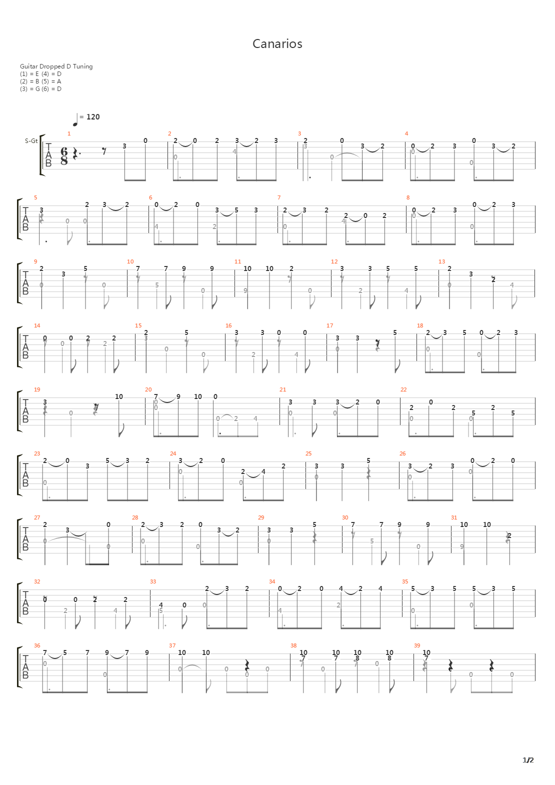 Canarios吉他谱