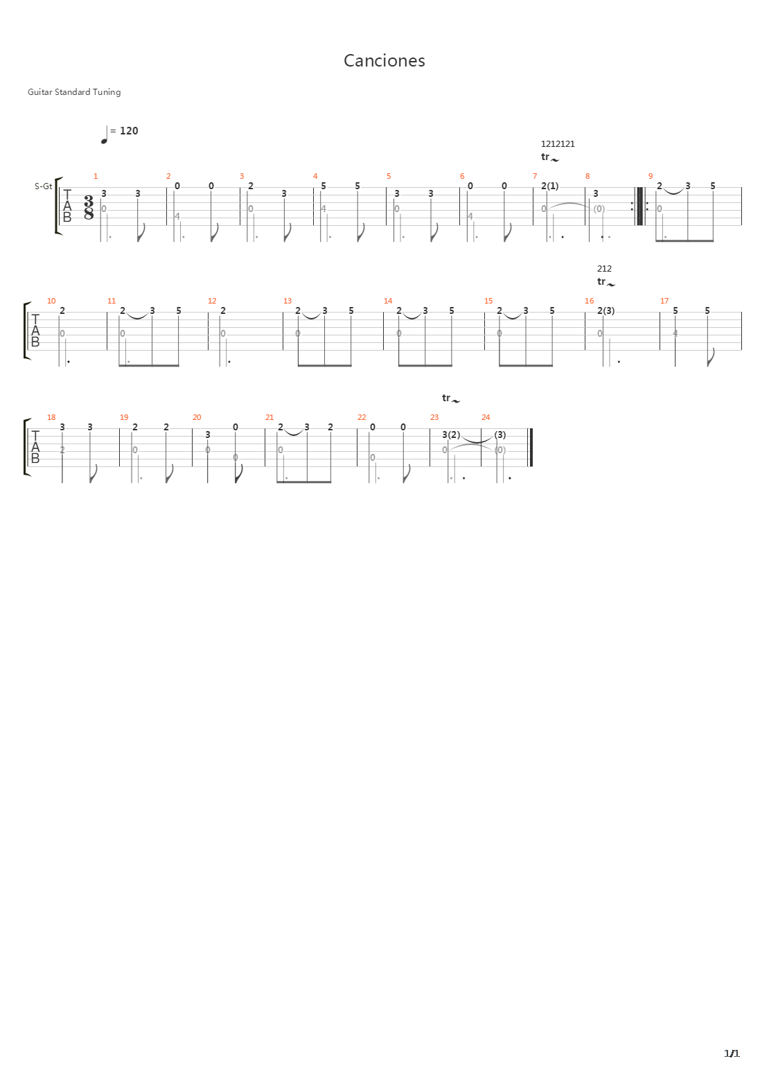 Canciones吉他谱