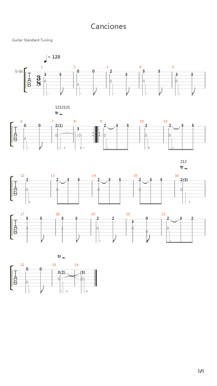 Canciones吉他谱