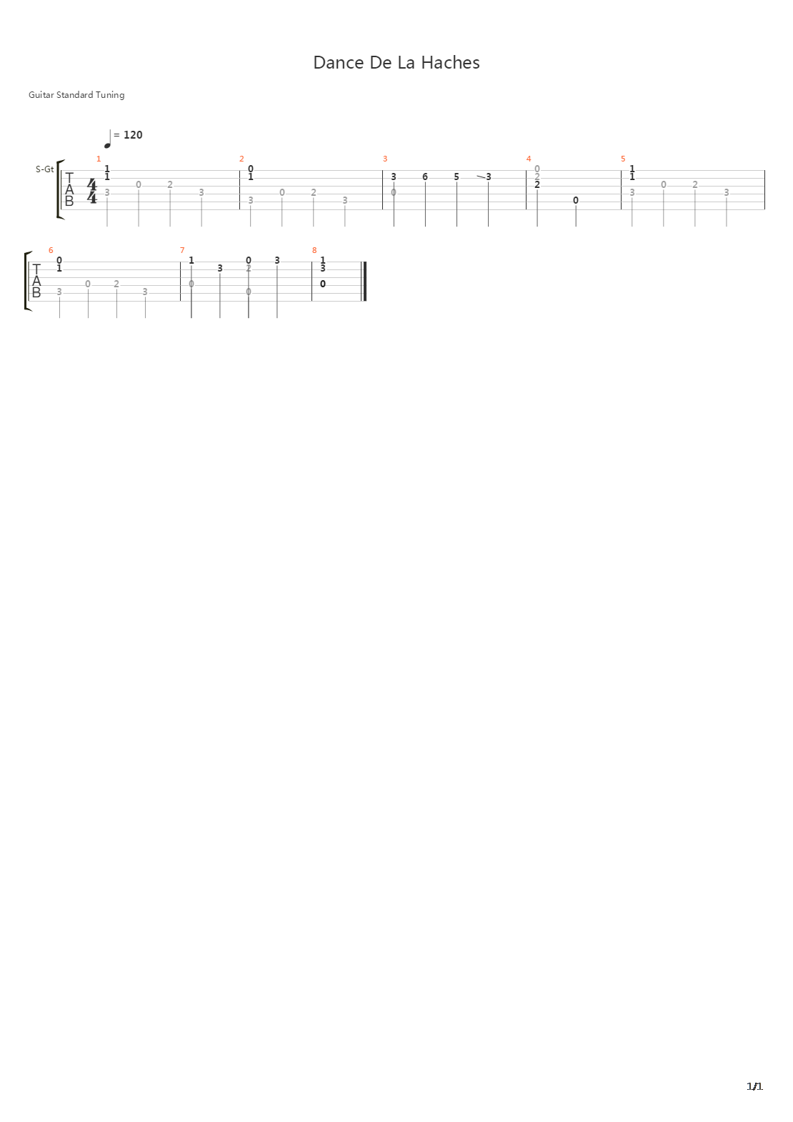 Dance De La Haches吉他谱