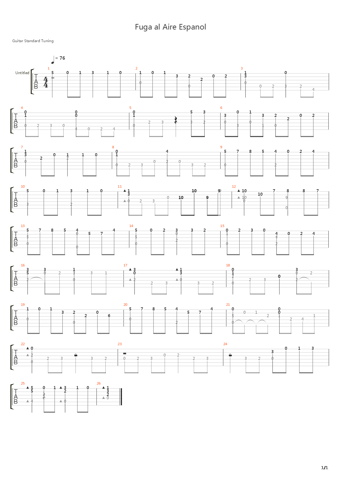 Fuga Al Aire Espanol吉他谱
