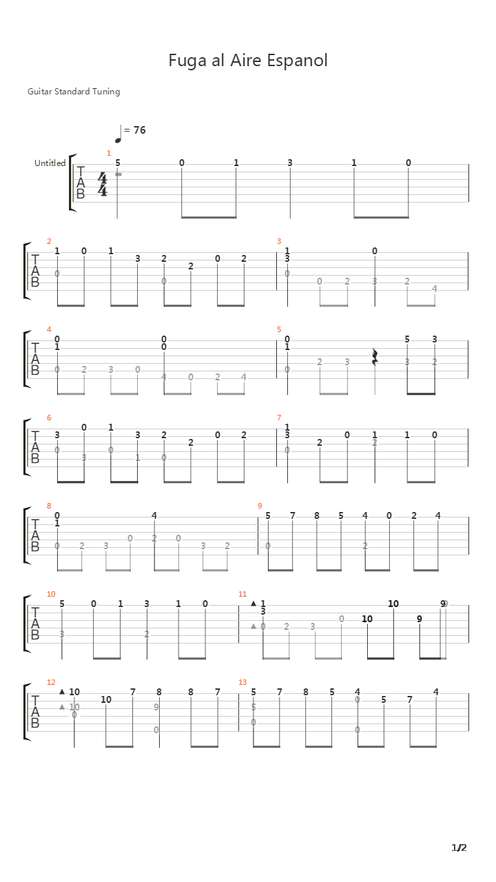 Fuga Al Aire Espanol吉他谱