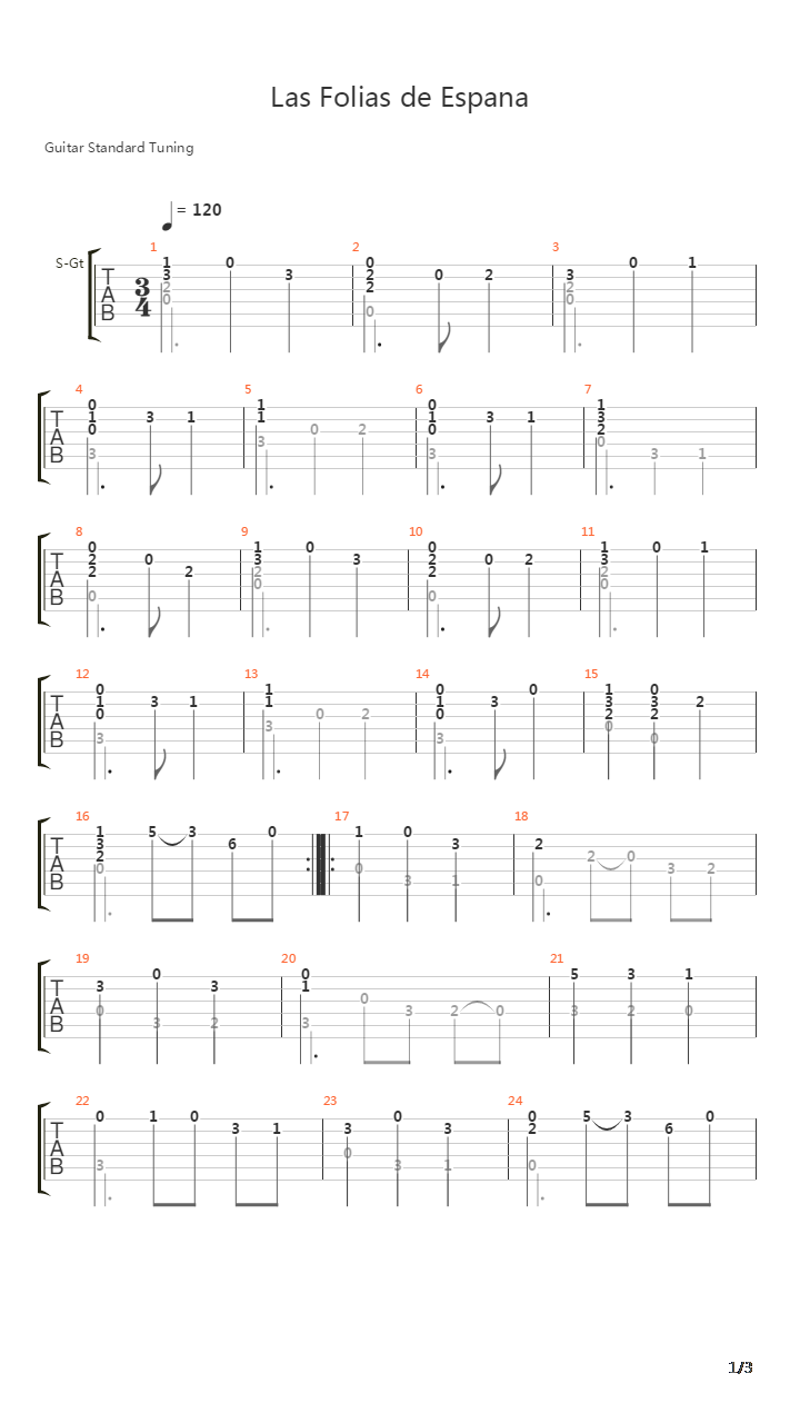 Las Folias de Espana吉他谱
