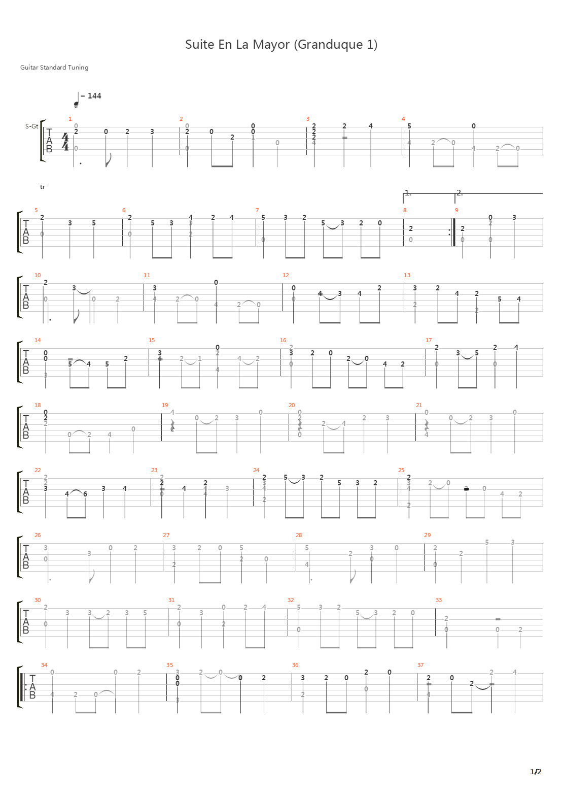 Suite En La Mayor (Granduque 1)吉他谱