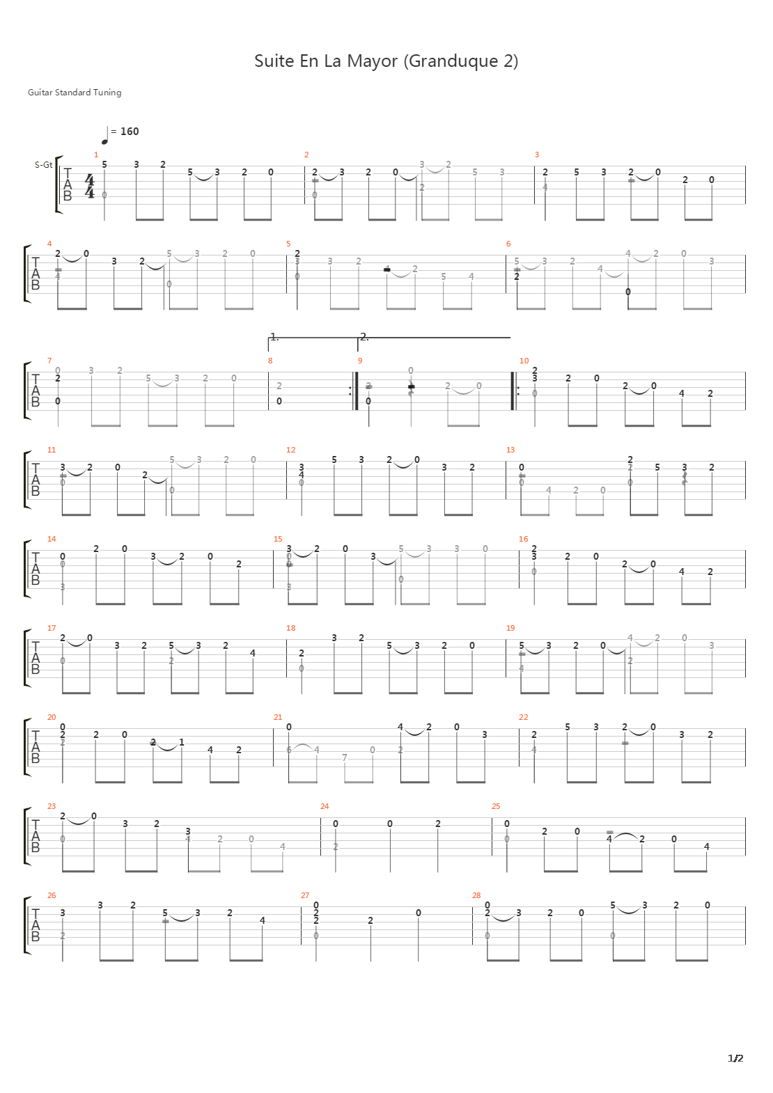 Suite En La Mayor (Granduque 2)吉他谱
