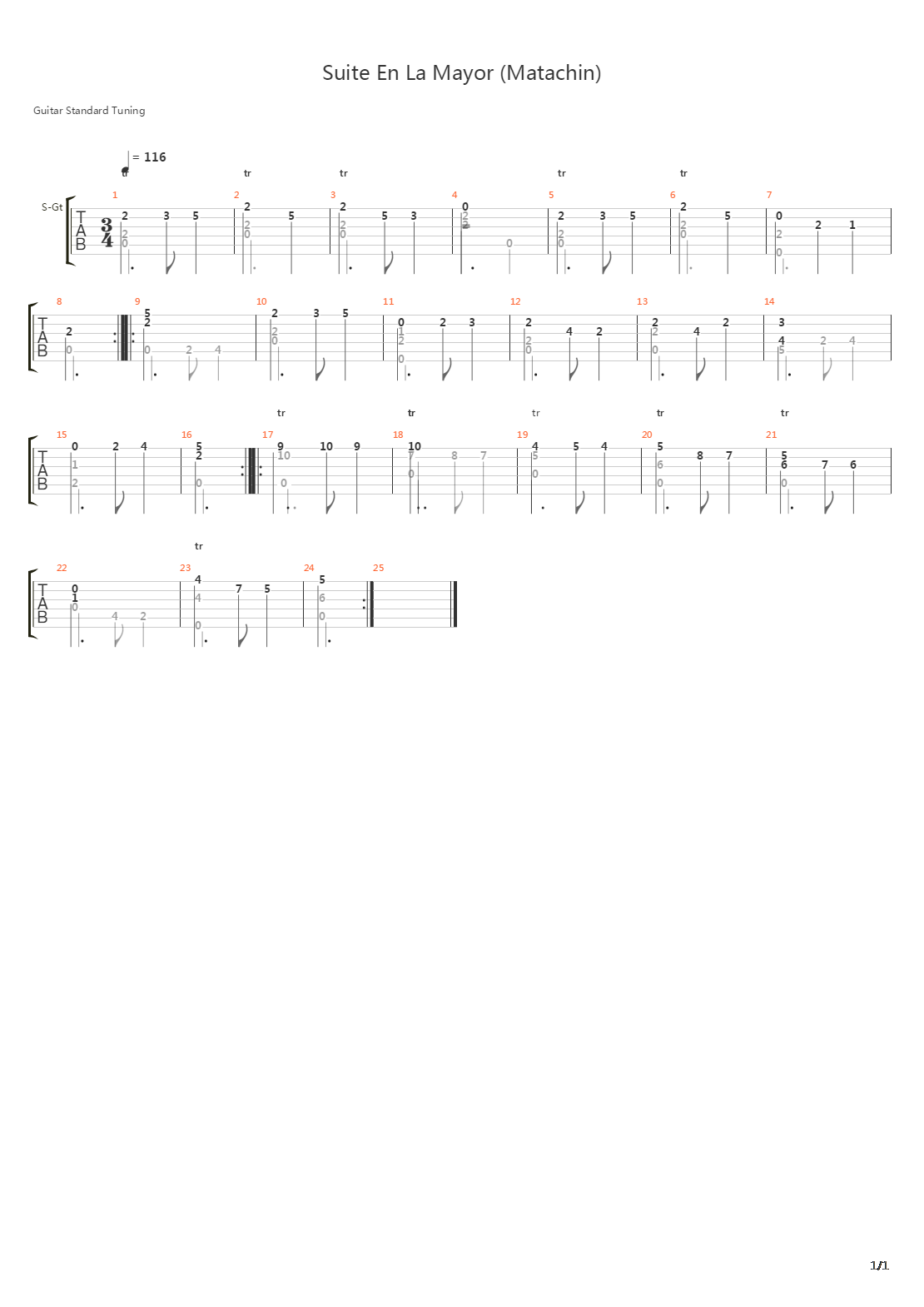 Suite En La Mayor (Matachin)吉他谱
