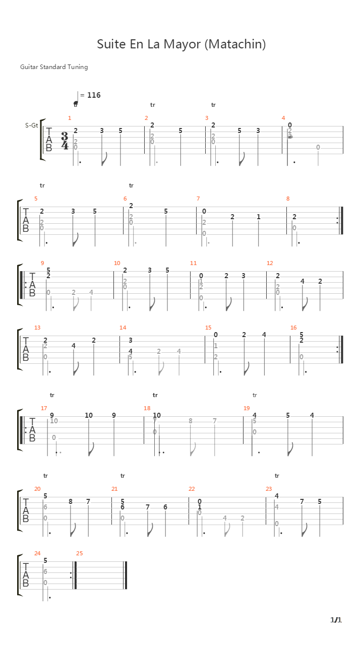 Suite En La Mayor (Matachin)吉他谱