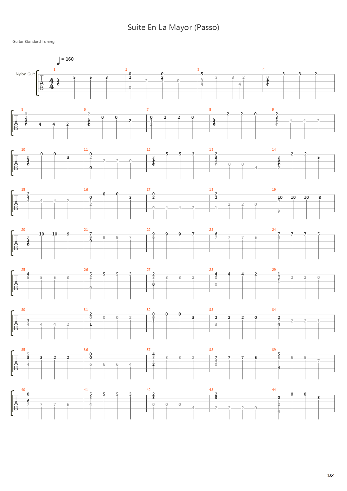 Suite En La Mayor (Passo)吉他谱
