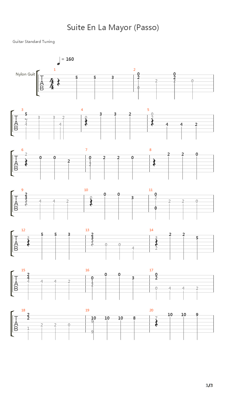 Suite En La Mayor (Passo)吉他谱