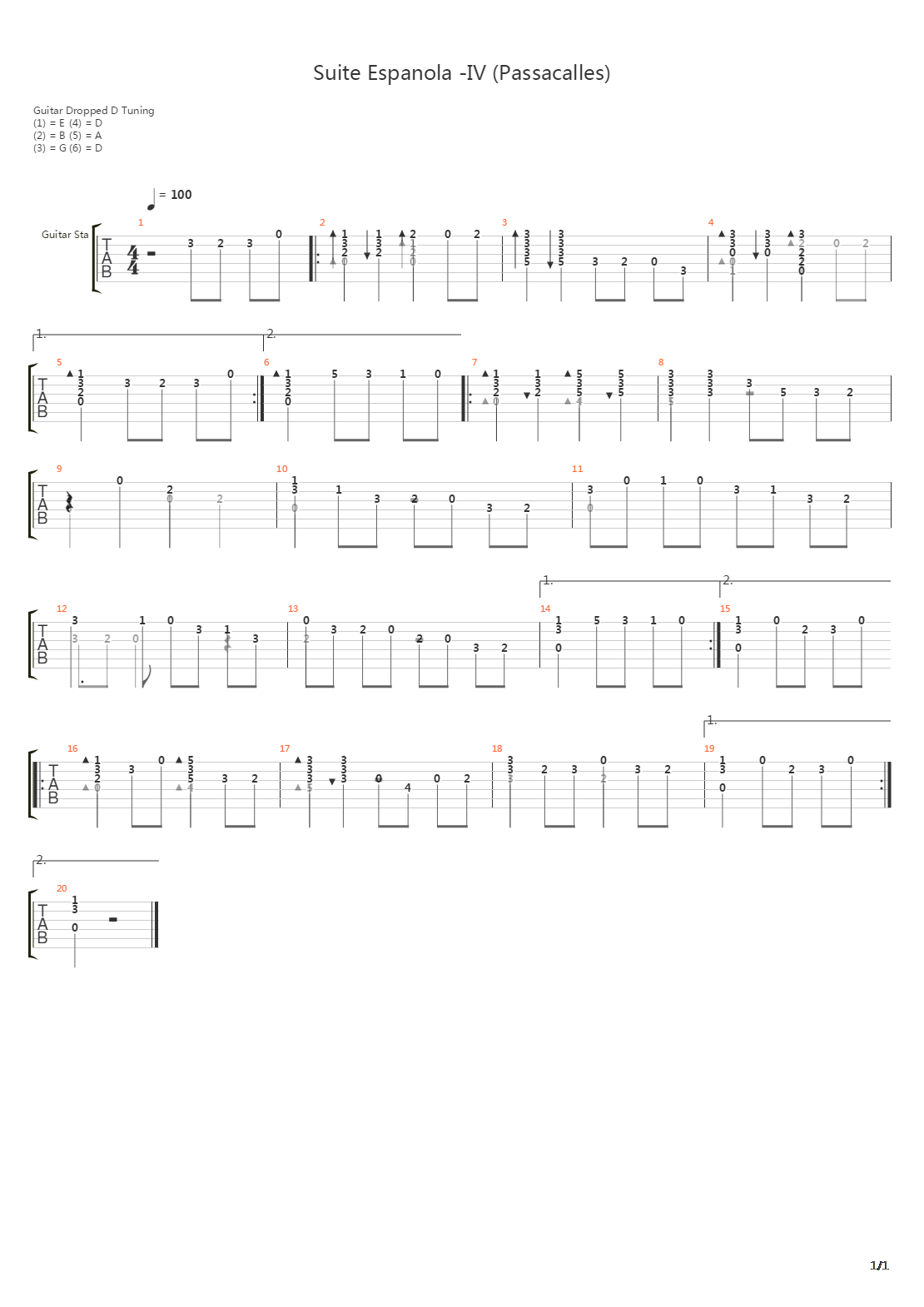 Suite Espanola 04 Passacalles吉他谱