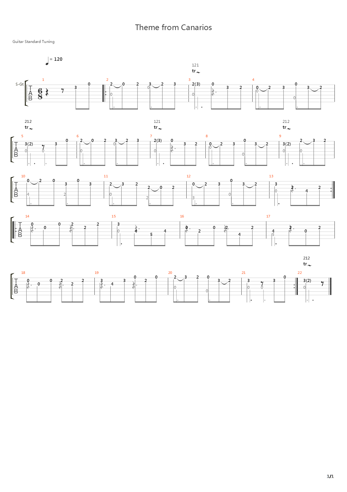 Theme from Canarios吉他谱