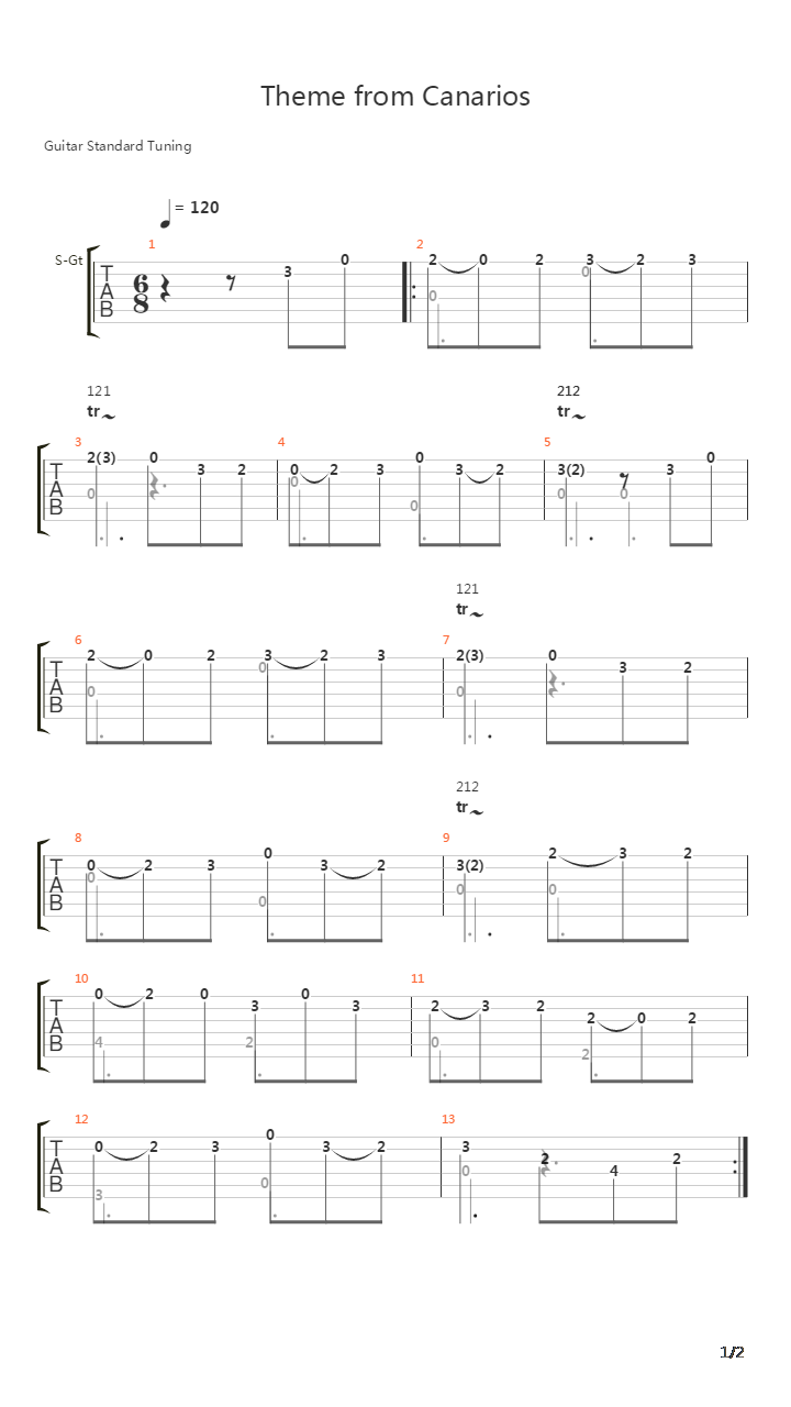 Theme from Canarios吉他谱