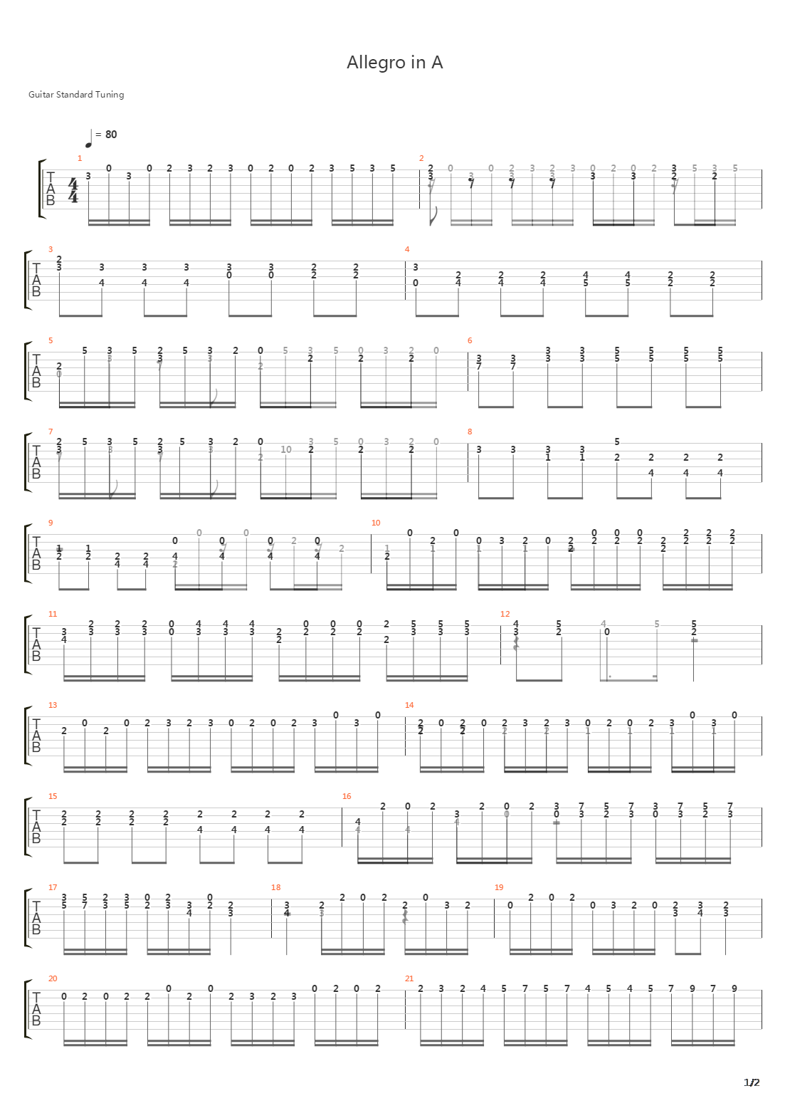 Allegro in A吉他谱