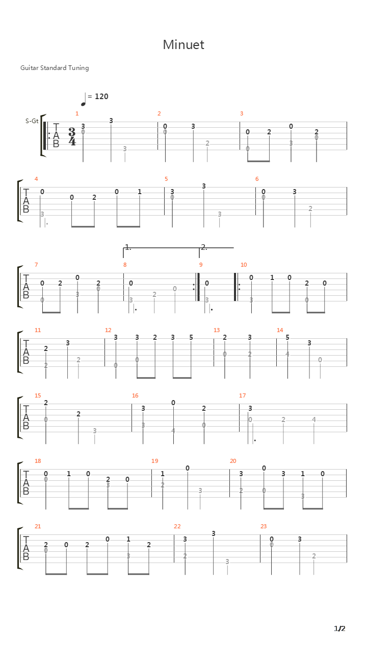 Minuet吉他谱