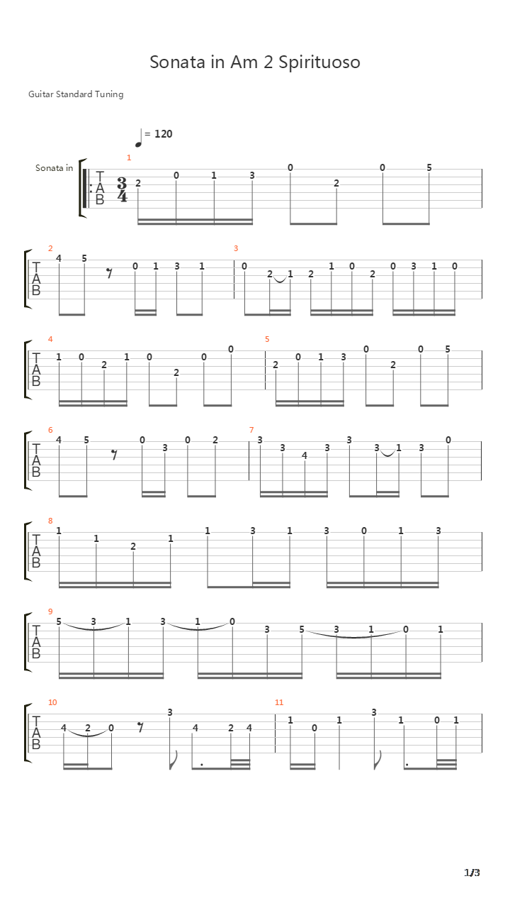 Sonata In A Minor 2 Spirituoso吉他谱