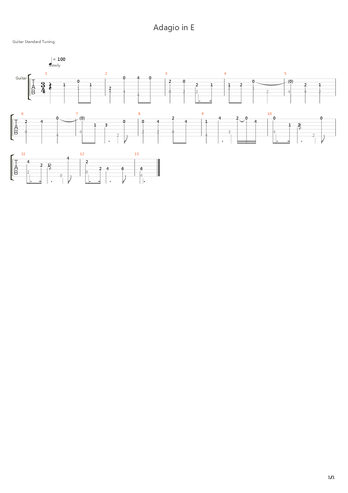 Adagio in E吉他谱