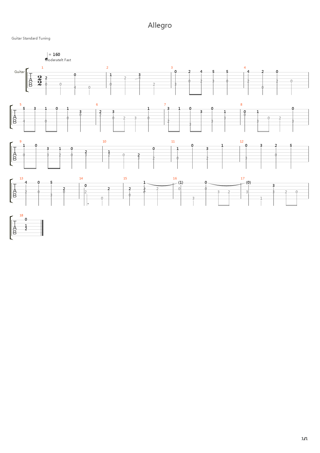 Allegro吉他谱