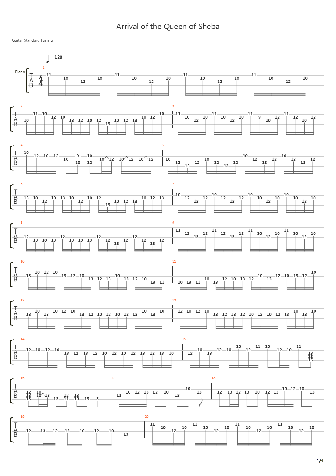 Arrival Of The Queen Of Sheba吉他谱