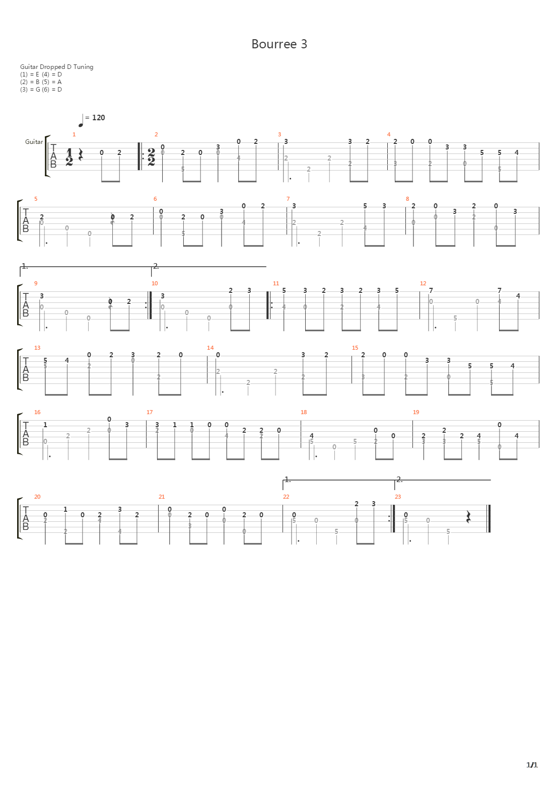 Bourree 3吉他谱