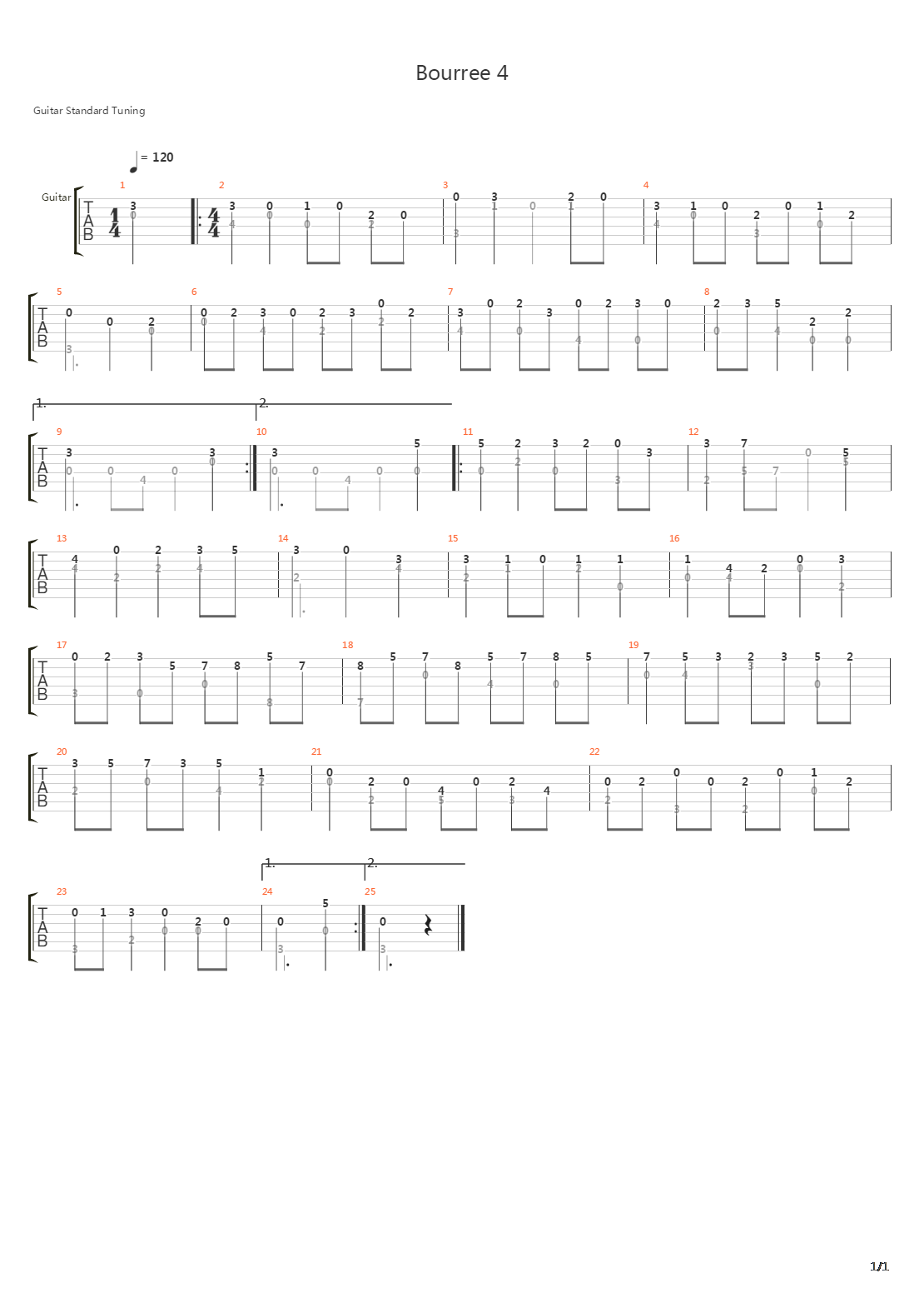 Bourree 4吉他谱