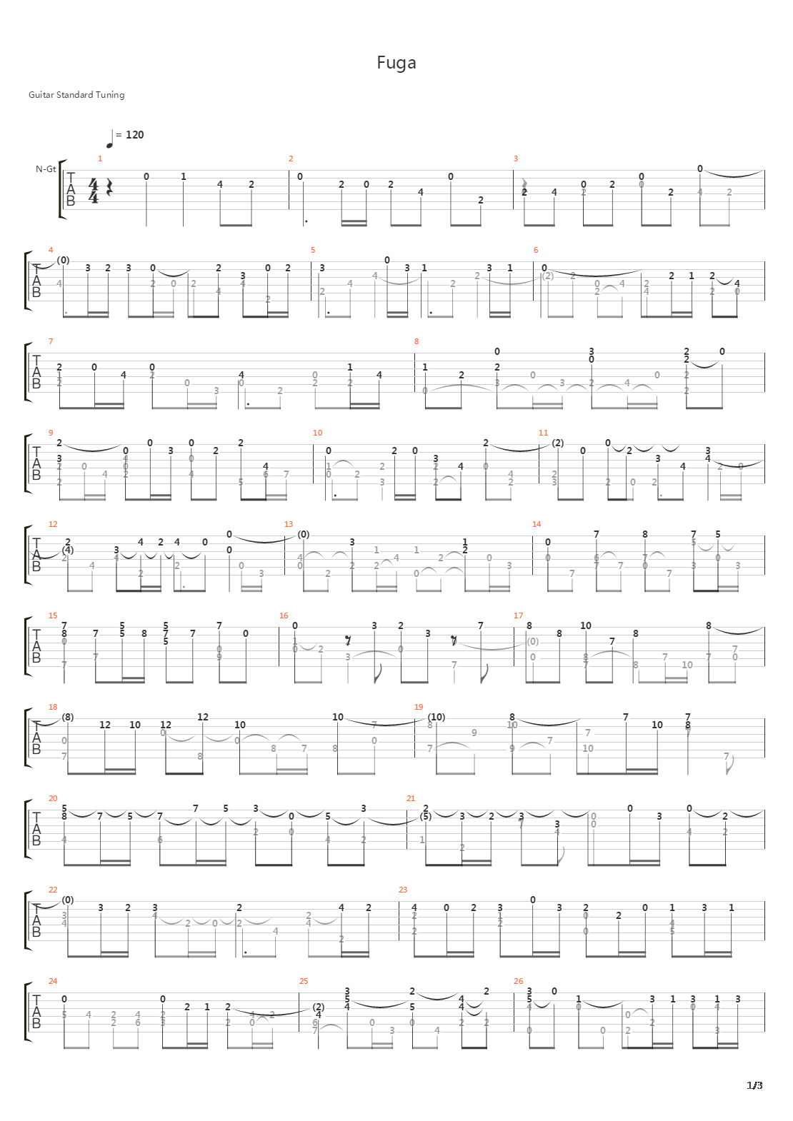 Fuga吉他谱