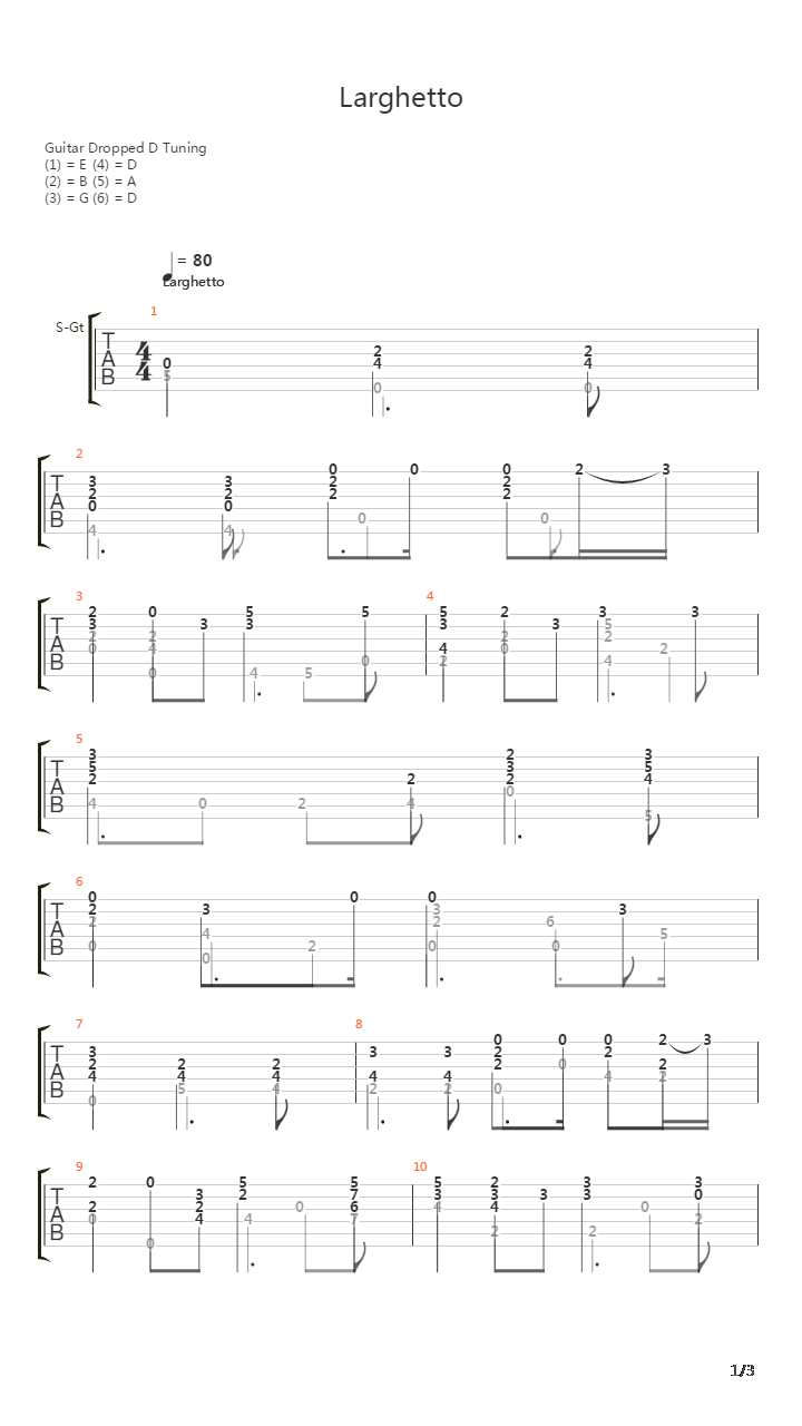 Larghetto吉他谱