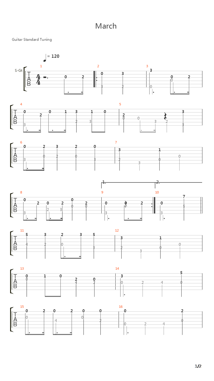 March吉他谱