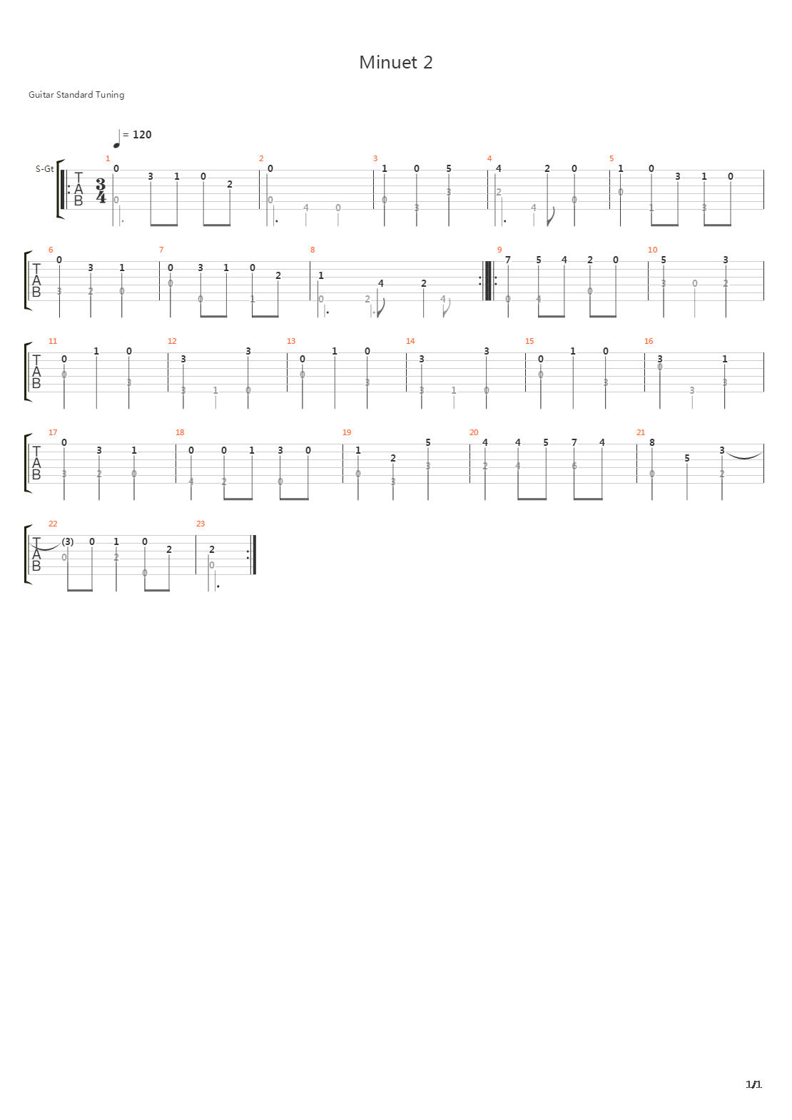 Minuet 2吉他谱