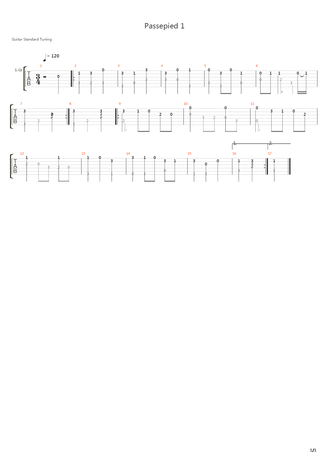 Passepied 1吉他谱