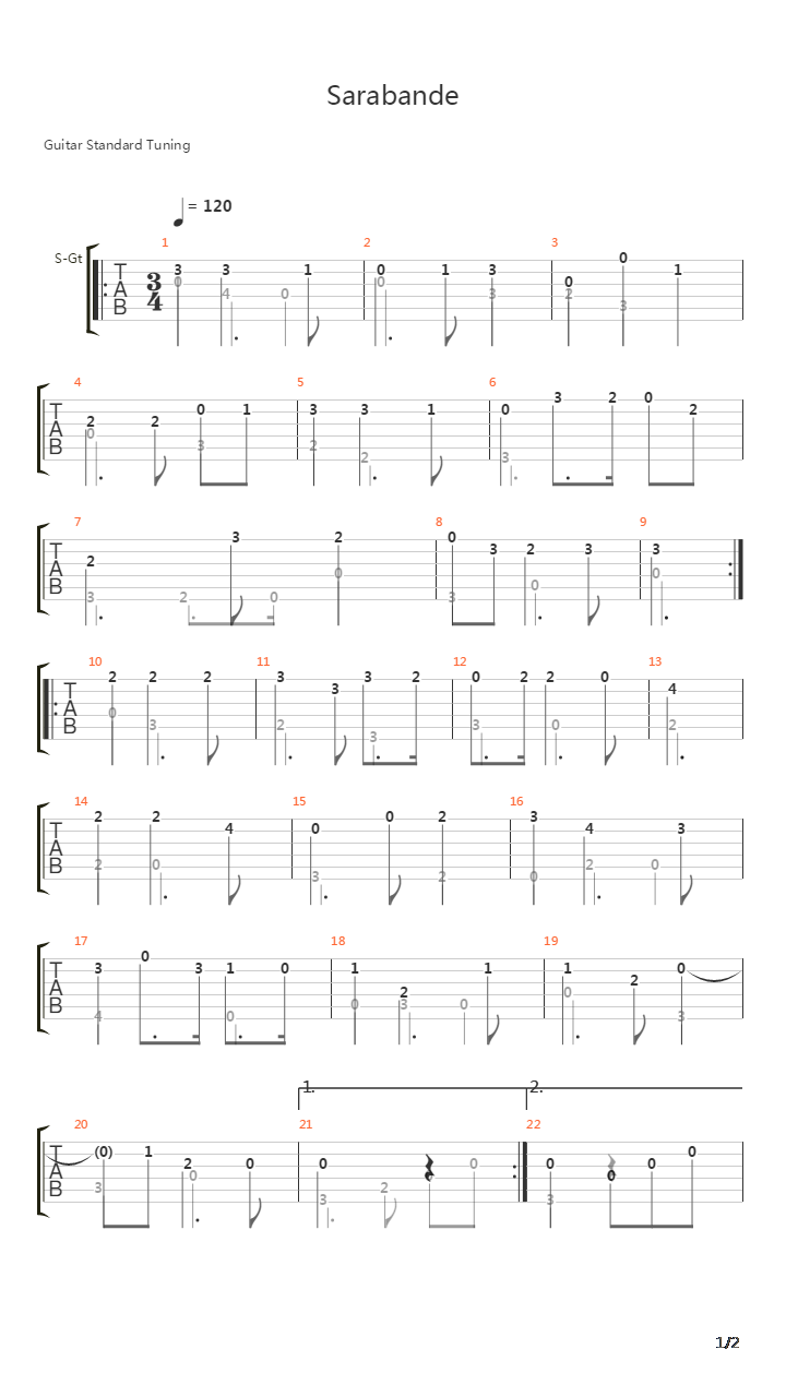Sarabande吉他谱