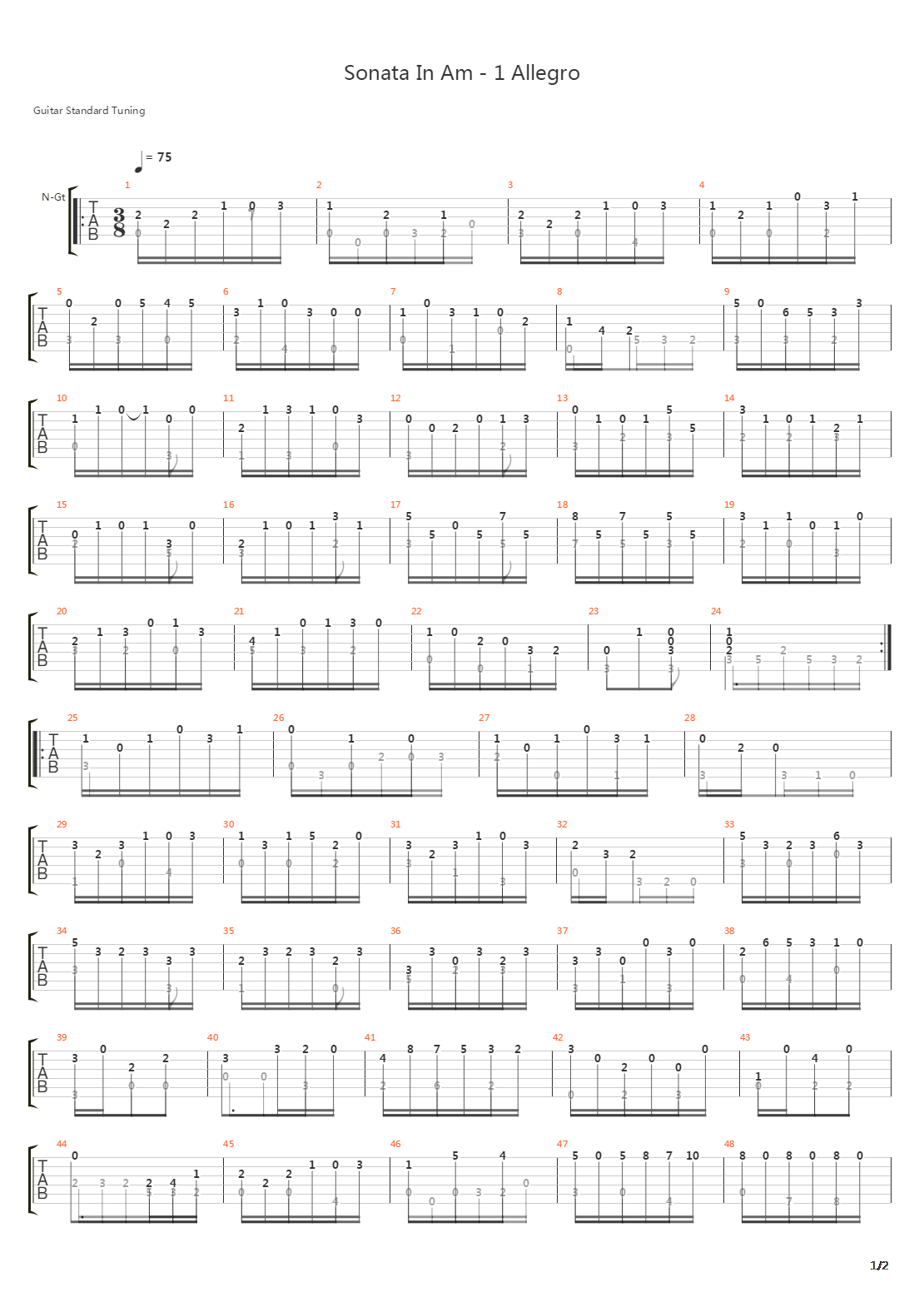 Sonata In Am - 1 Allegro吉他谱