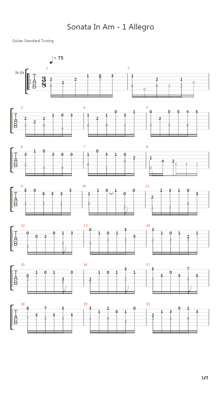 Sonata In Am - 1 Allegro吉他谱