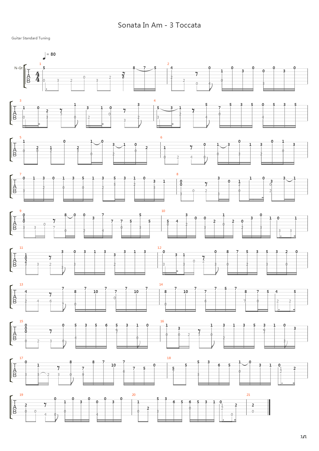 Sonata In Am - 3 Toccata吉他谱