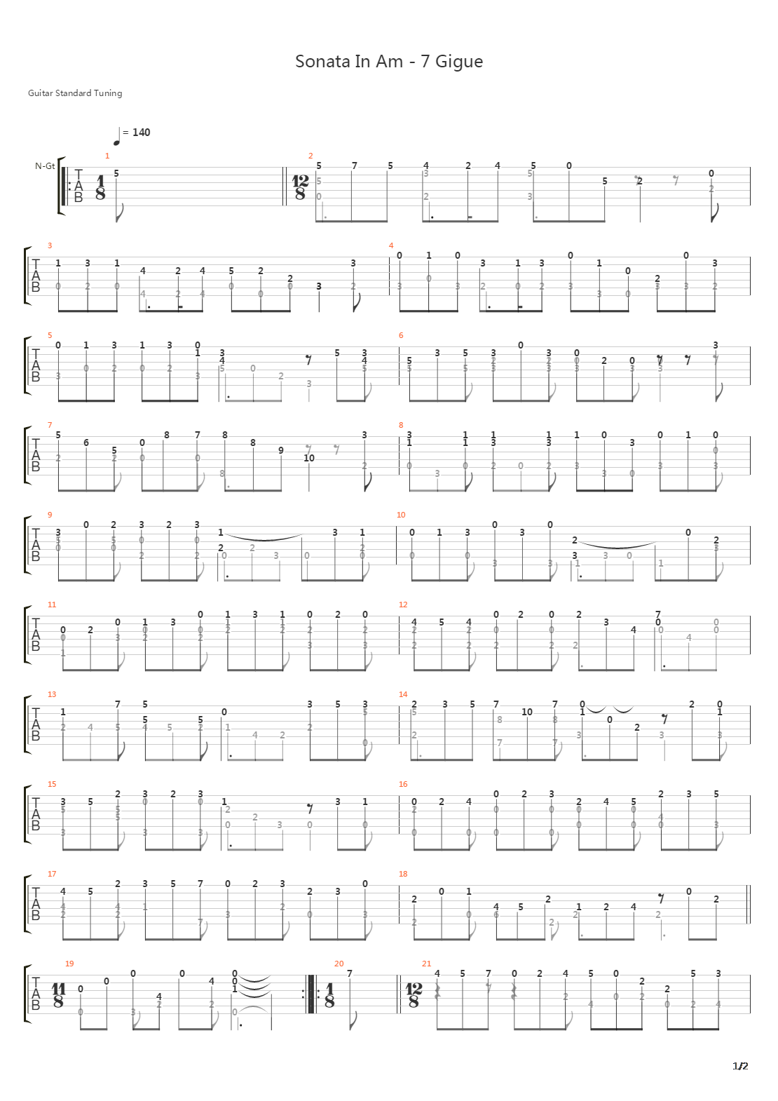 Sonata In Am - 7 Gigue吉他谱