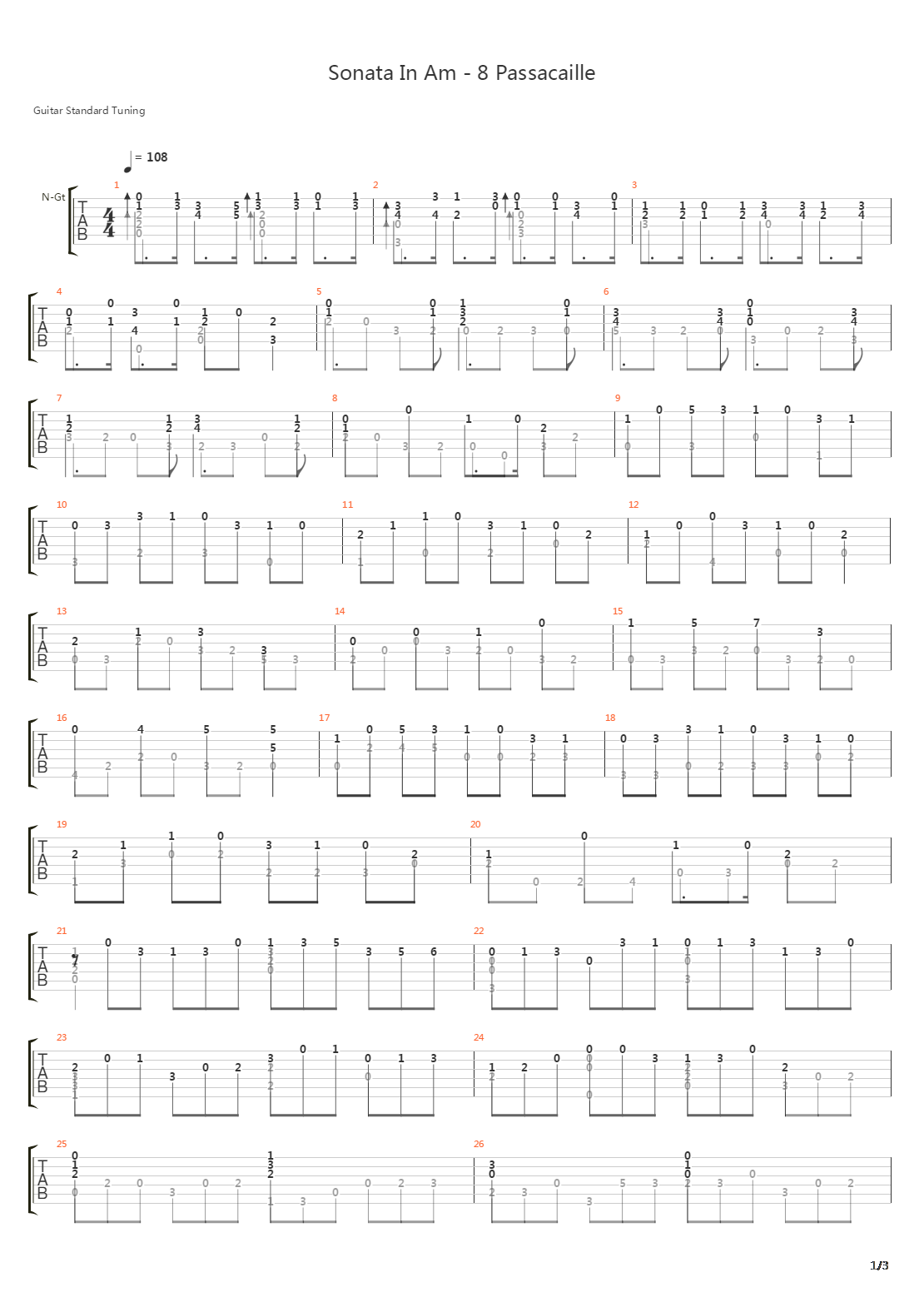 Sonata In Am - 8 Passacaille吉他谱