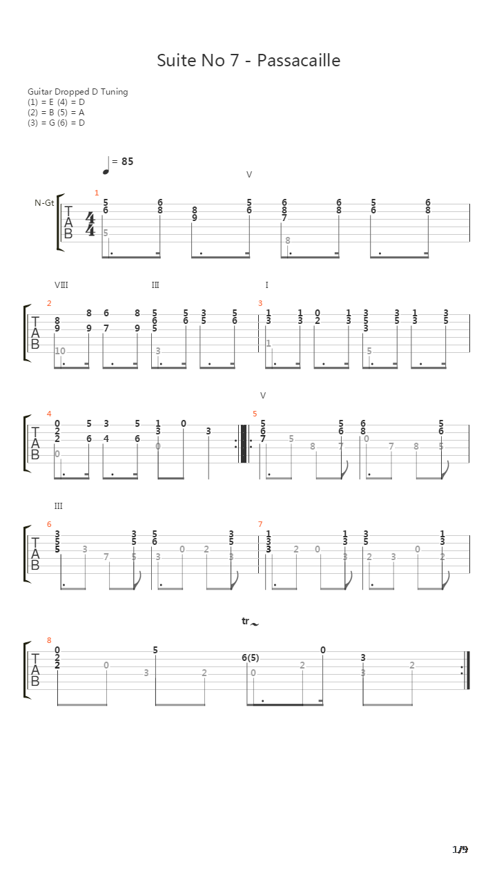 Suite No 7 Passacaille吉他谱