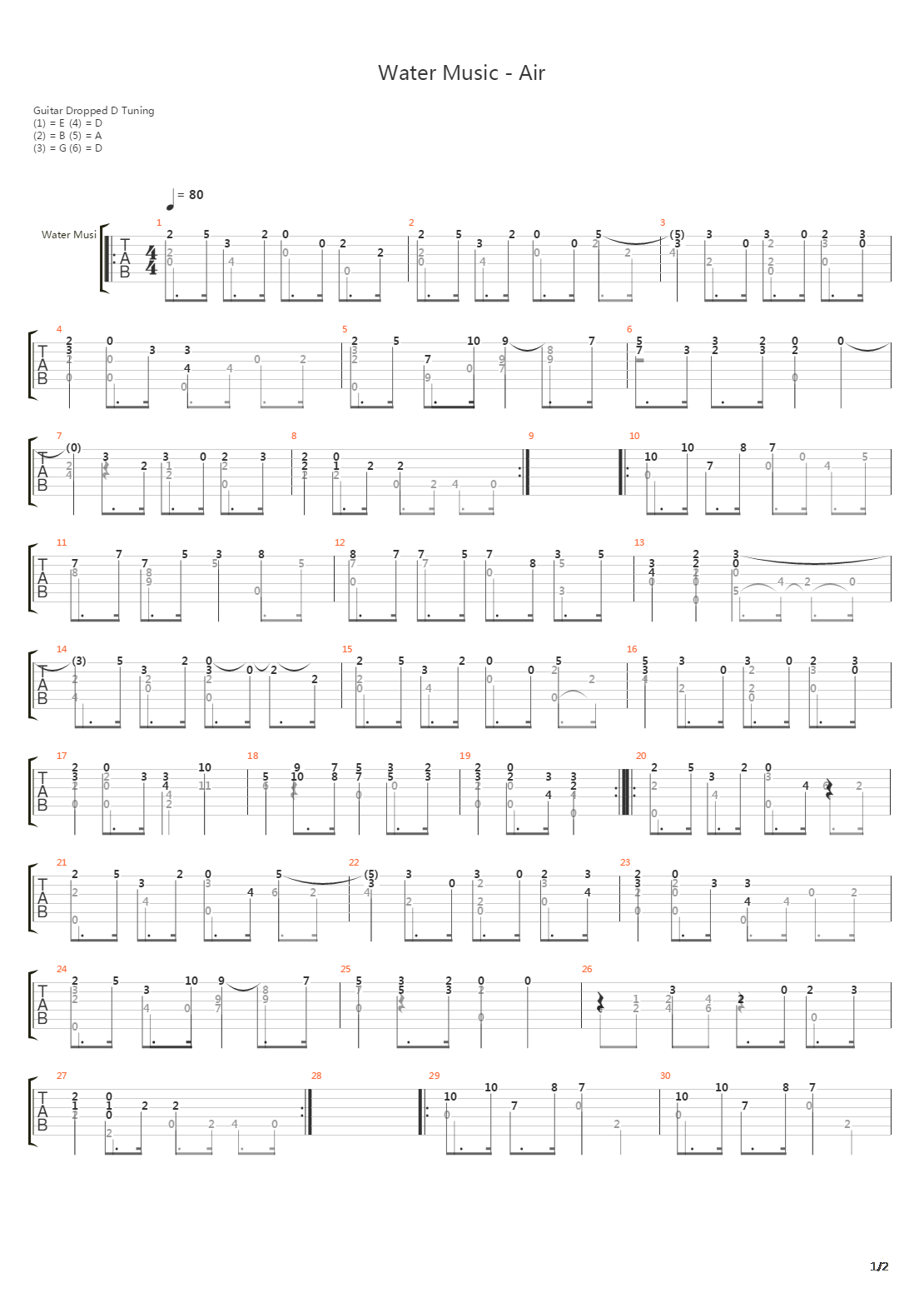 Water Music Air吉他谱