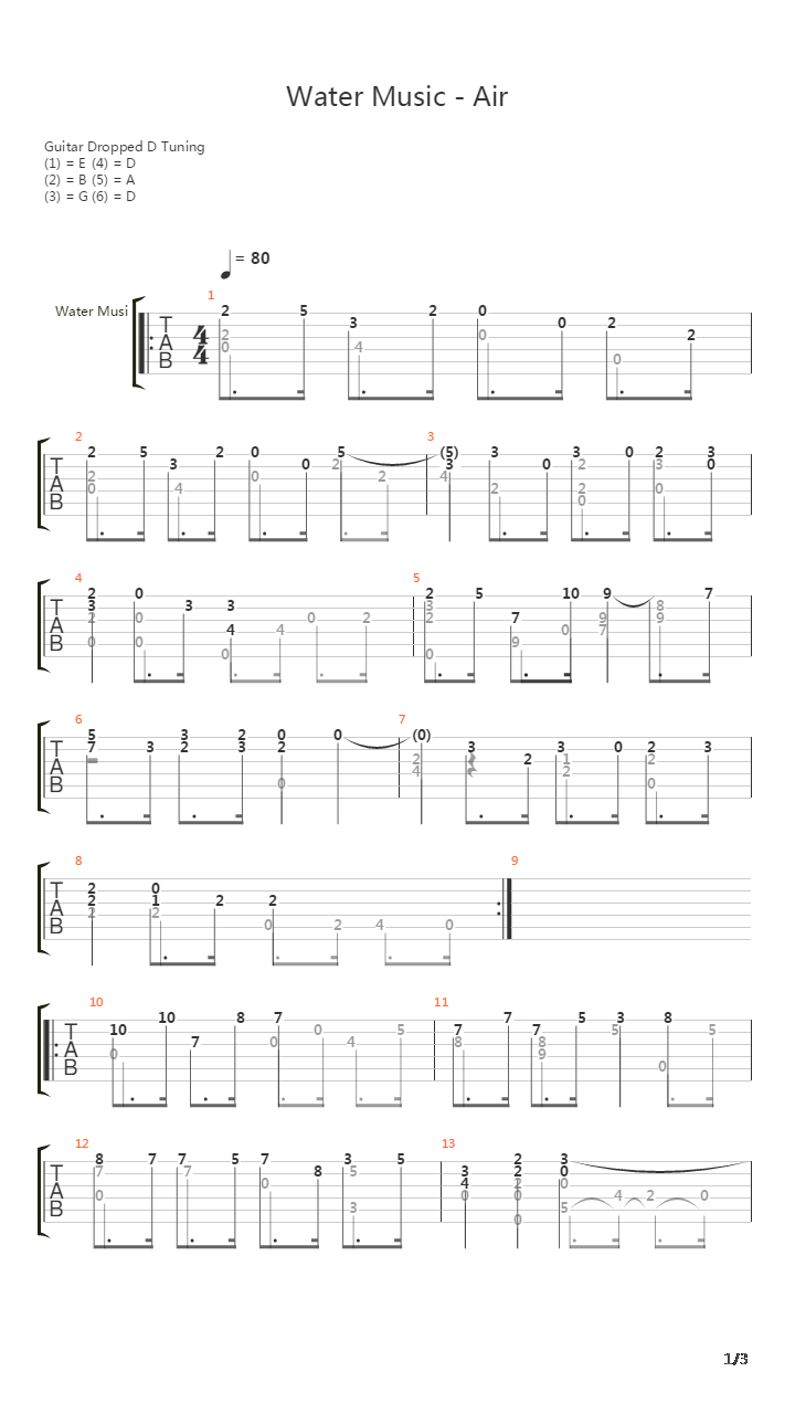 Water Music Air吉他谱
