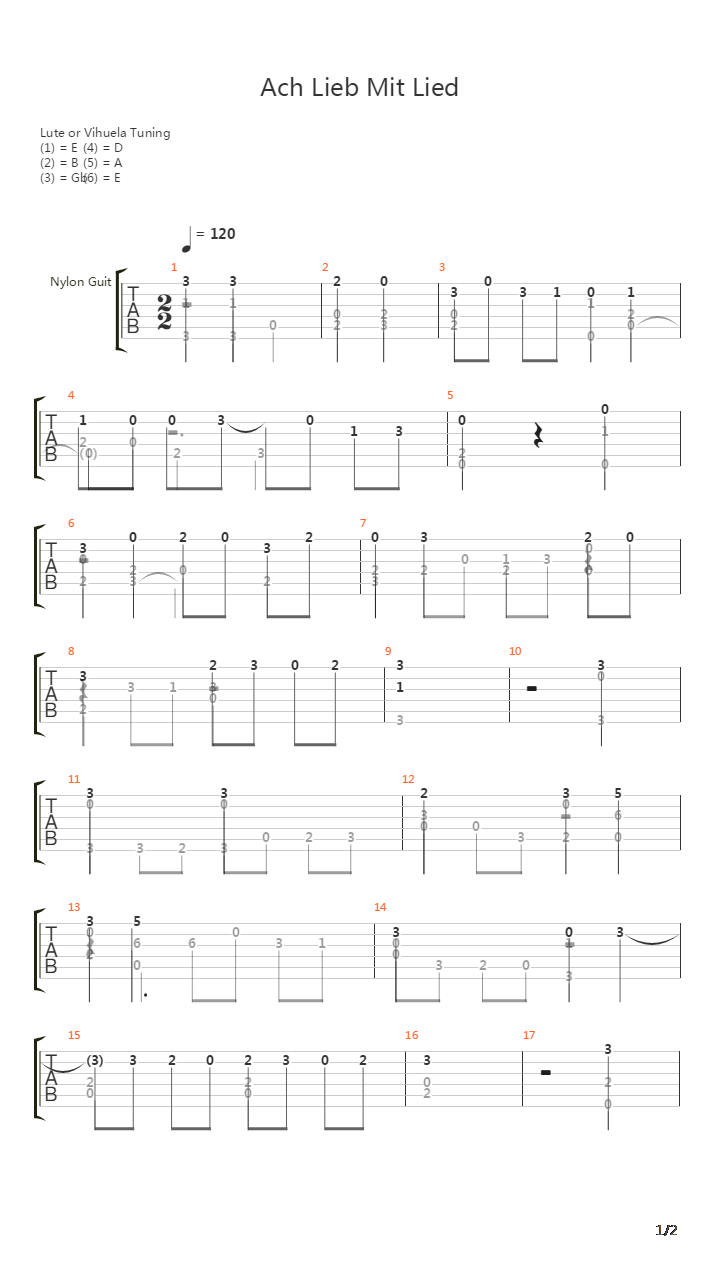 Ach Lieb Mit Lied吉他谱