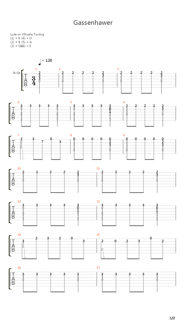 Gassenhawer吉他谱