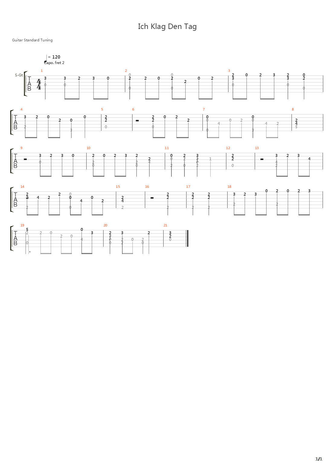 Ich Klag Den Tag吉他谱