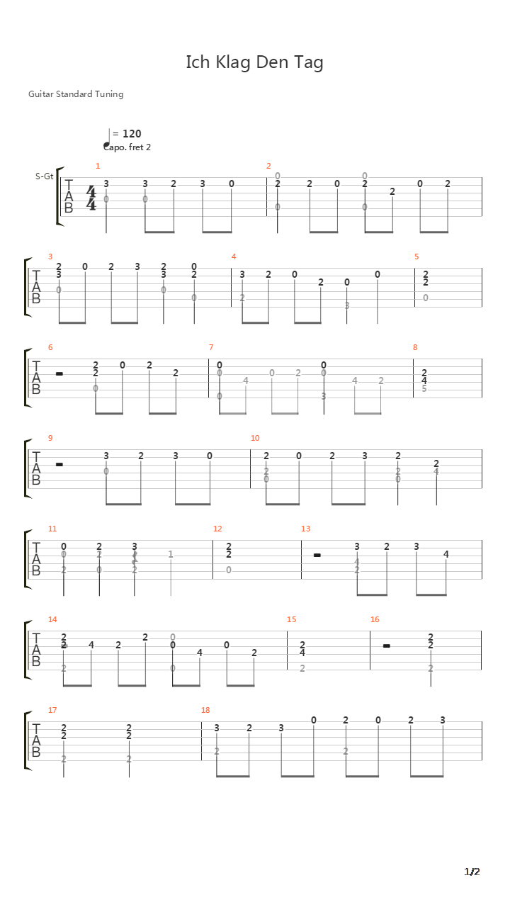 Ich Klag Den Tag吉他谱