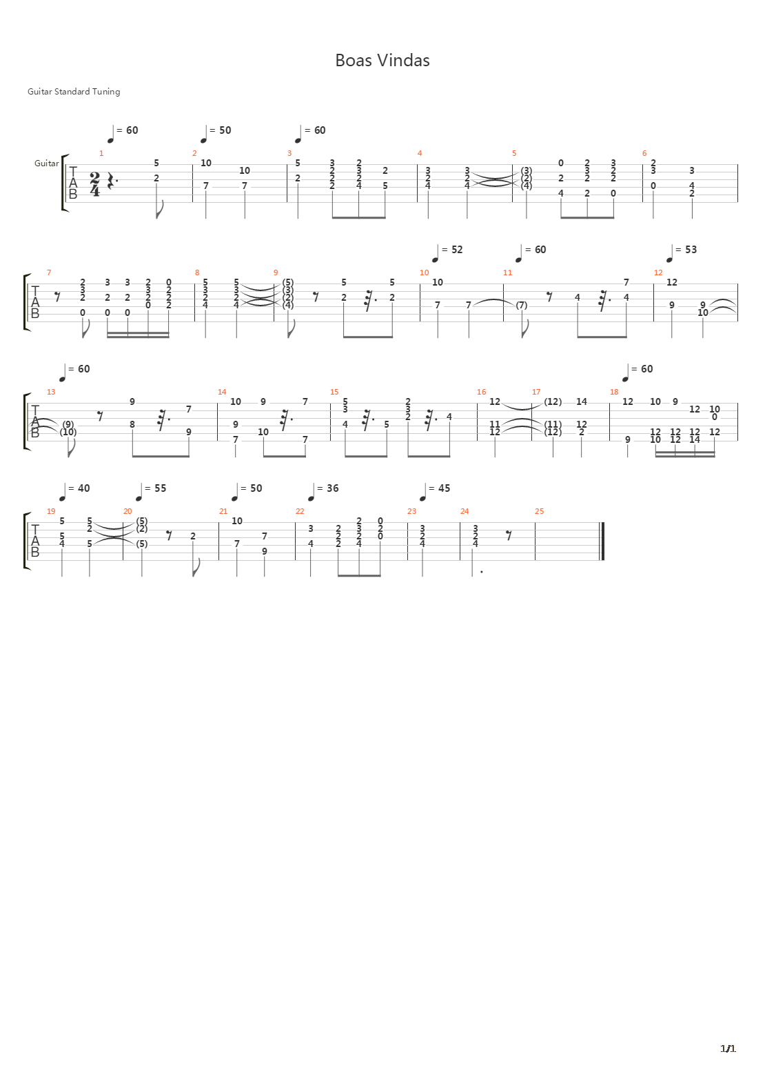 Boas Vindas吉他谱