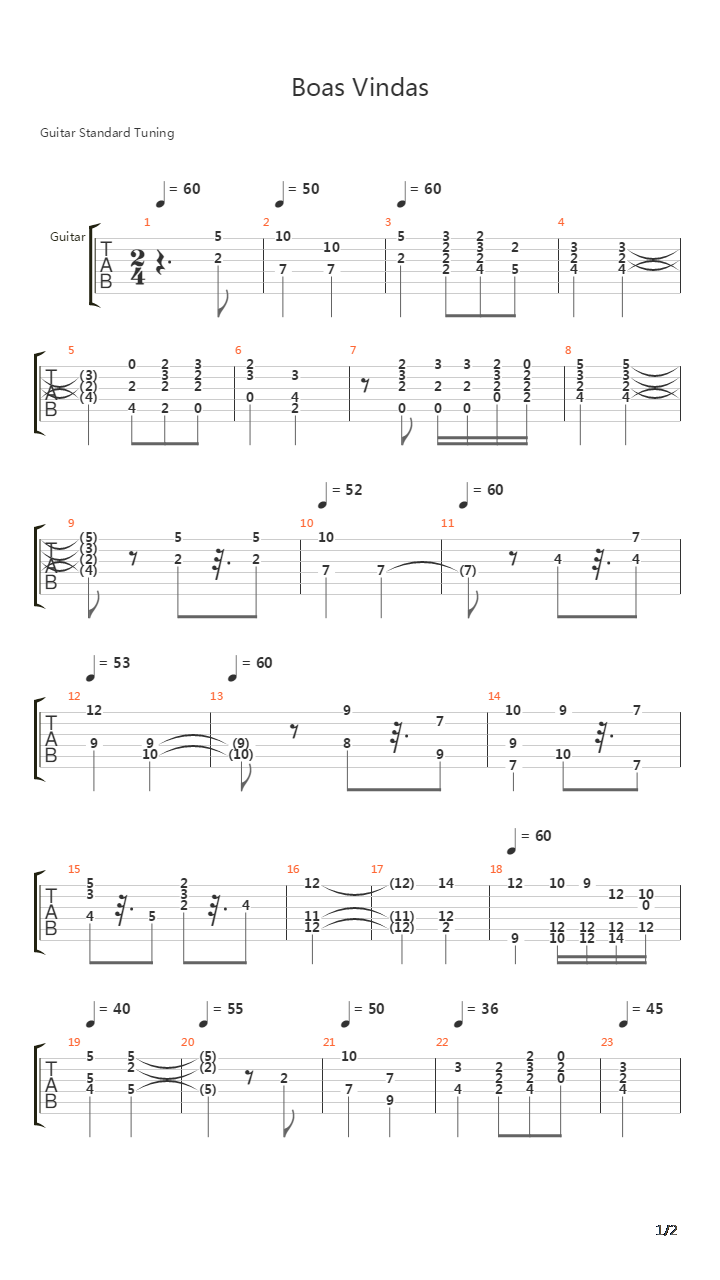 Boas Vindas吉他谱