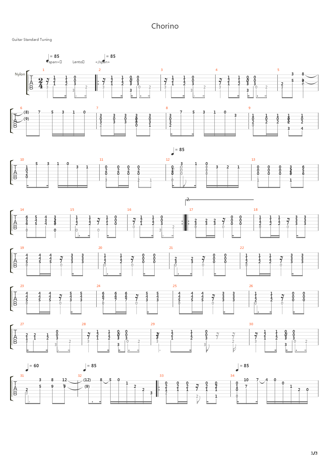 Chorino吉他谱