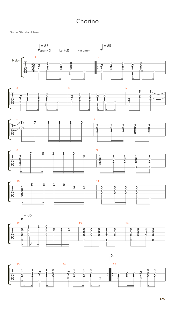 Chorino吉他谱