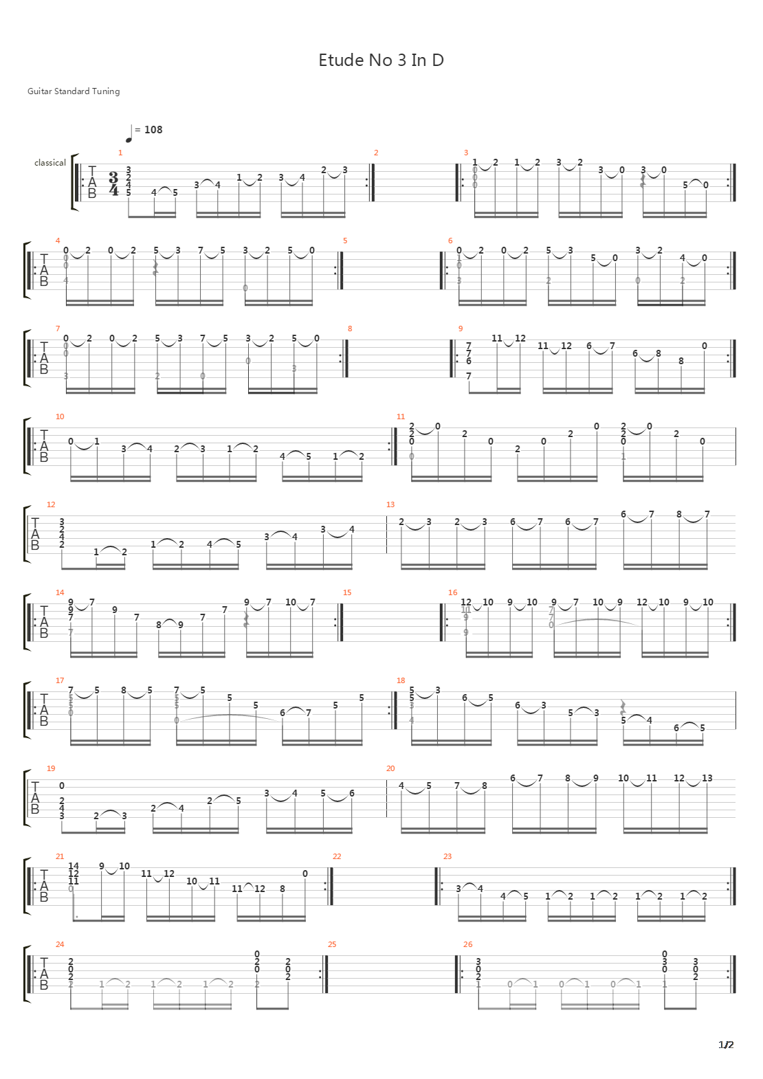 Etude No 3吉他谱