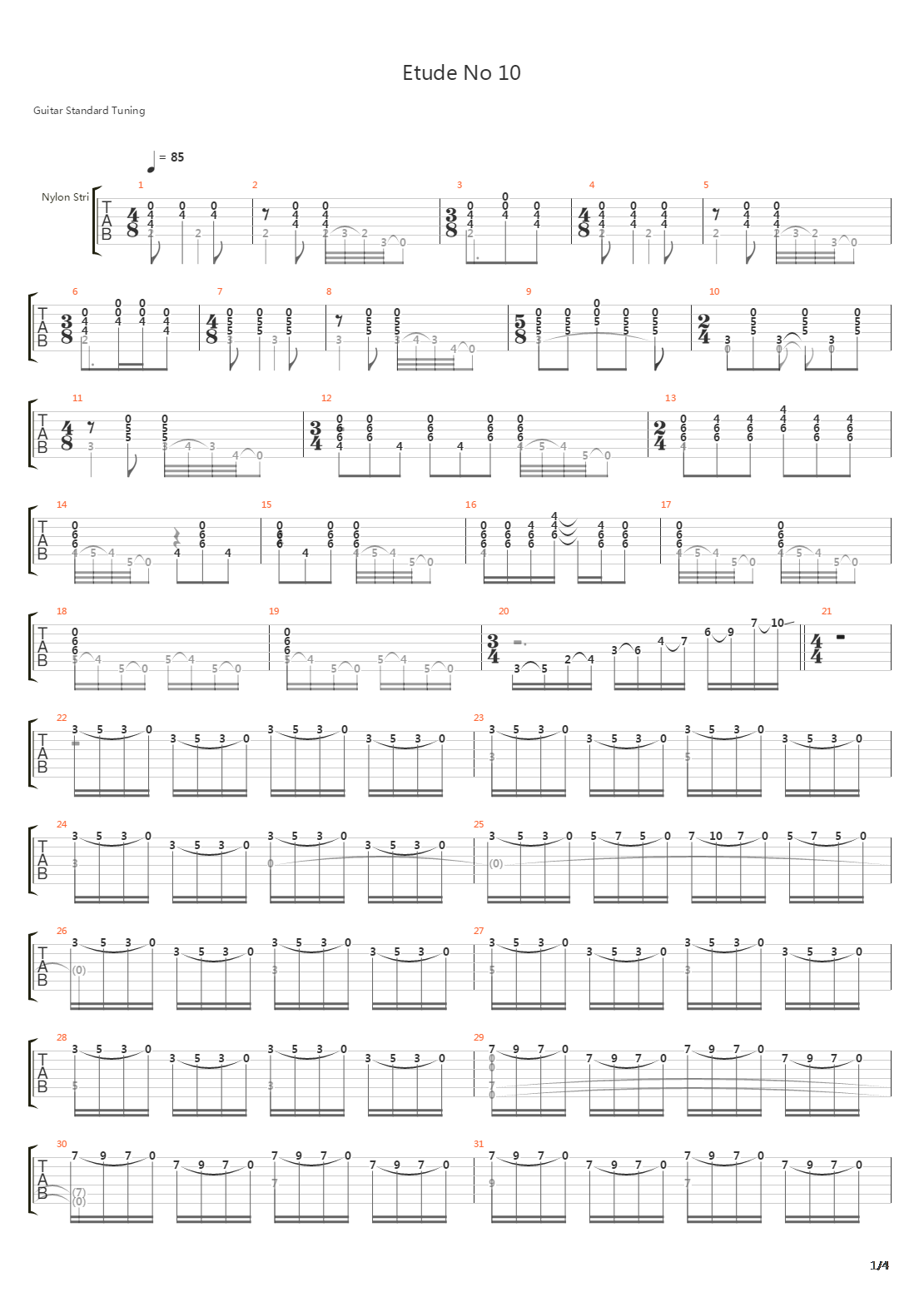 Etude No 10吉他谱