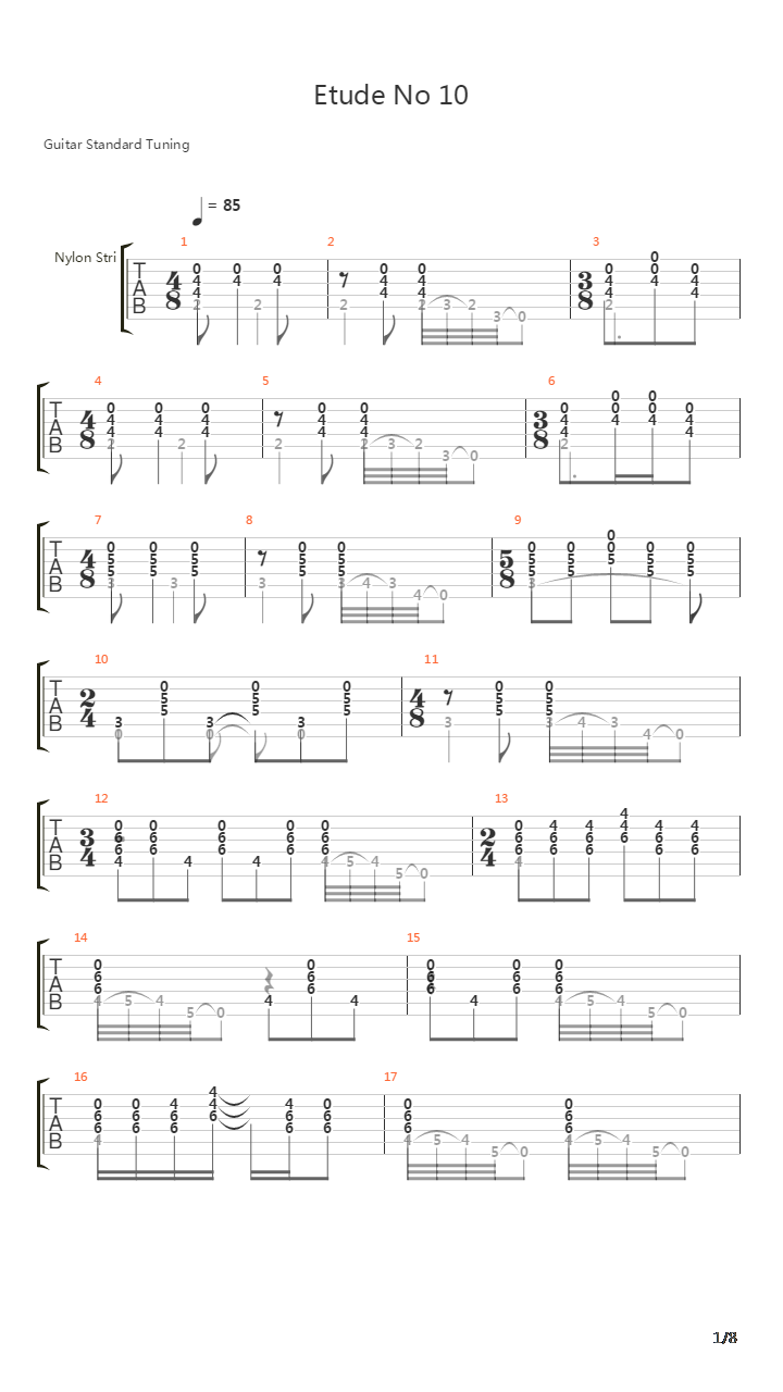 Etude No 10吉他谱