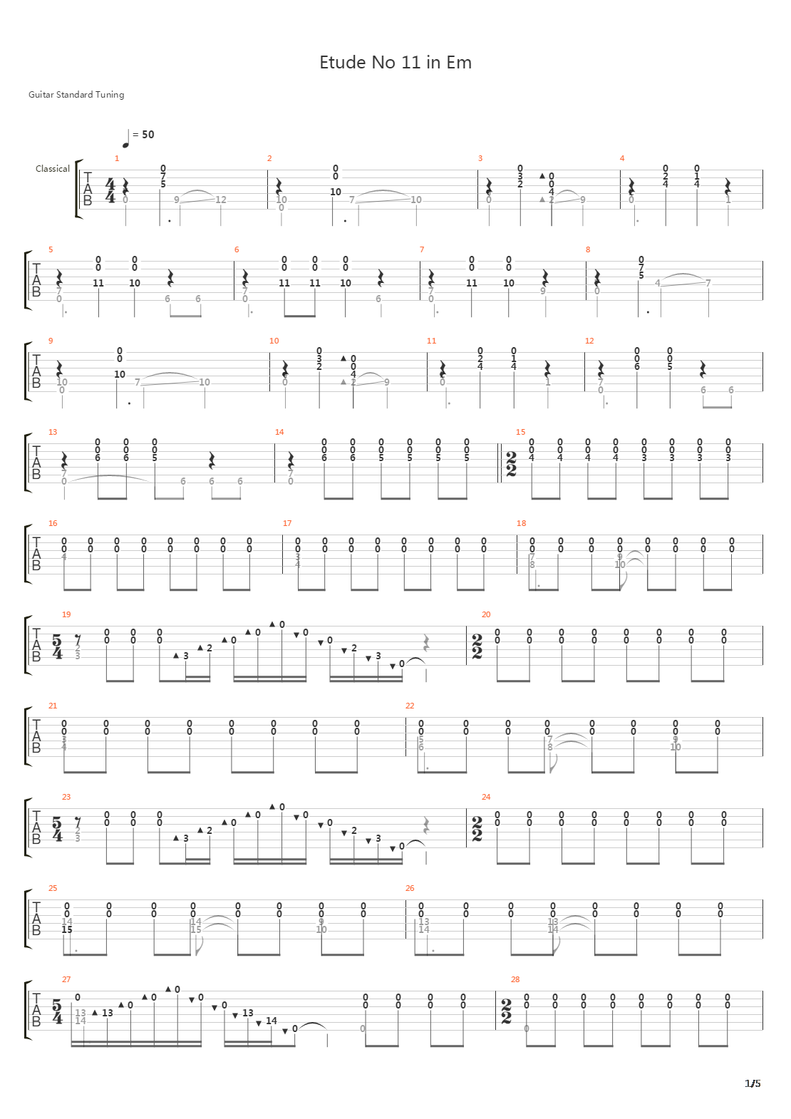 Etude No 11 In Em吉他谱